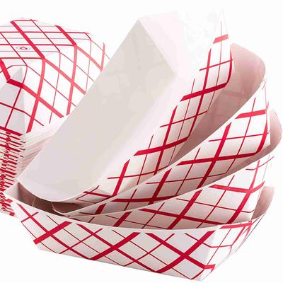 50PCS Paper Food Trays Disposable Greaseproof Paper Food Tray Serving Food Boat
