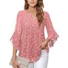 My Garderobe Authorization Damenblusen Chiffon Rüschen Kurzarm V-Ausschnitt Business Casual Tops Sommer süßes Hemd