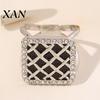 Lightweight Scarf Ring Grid Square Ring, Rhinestone Silk Clip, Decorative Adjustable Holder Slide Elegant Wrap for Women Neckerchiefs Shirts Shawls
