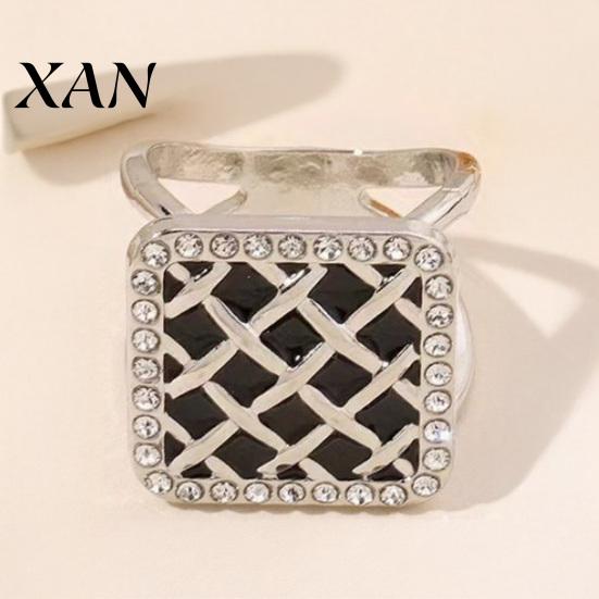 Lightweight Scarf Ring Grid Square Ring, Rhinestone Silk Clip, Decorative Adjustable Holder Slide Elegant Wrap for Women Neckerchiefs Shirts Shawls
