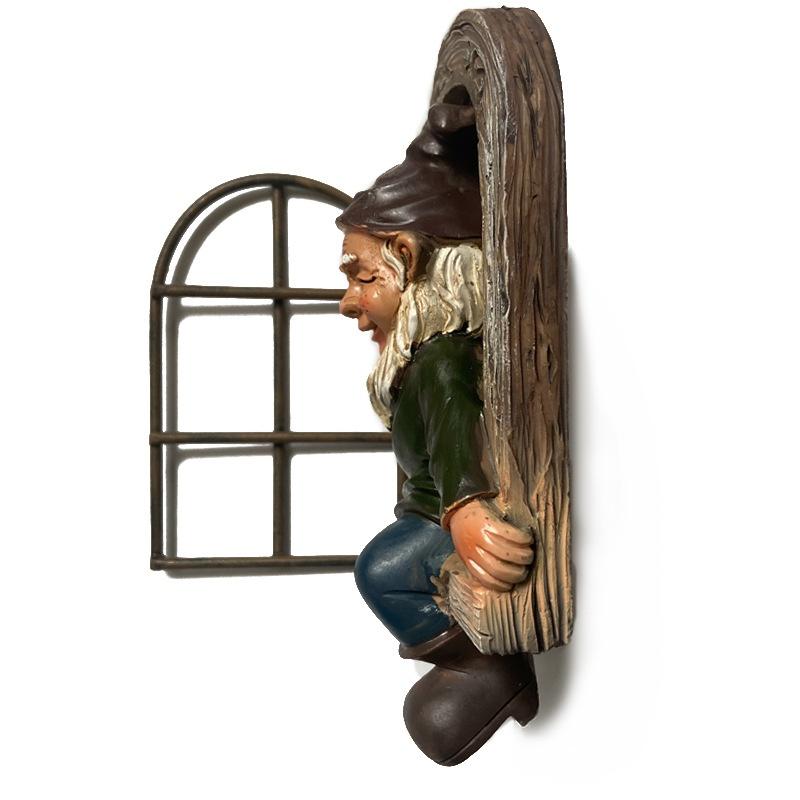 Harpiks Naughty Hagegnom Statue DIY Hagedekor Harpiks Gnomer Hvitt Skjegg Julenisse Hjemmedekor