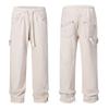 RogueWave High Street Straight Washed Dirty Ripped Blue Jeans Pants for Men Vintage Casual Loose Denim Trousers Frayed Patchwork Cargos