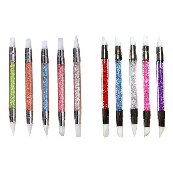 5Pcs/Set Double-Ended Nail Art Pen Professional Silicone Tip Nail Design Pen Nail Women Girls DIY Manicure Art Dotting Painting Tools