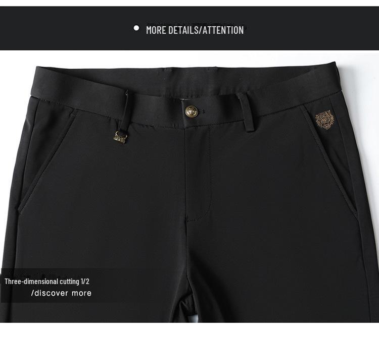 Men's Four-Way Stretch Casual Pants: Autumn/Winter Straight-Fit, High-Elastic Business Trousers