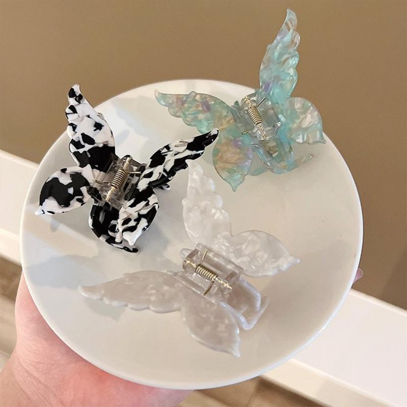1/3Pcs Set New French Acetate Hair Clamp Retro Colorful Butterfly Hair Claw Women Bow Hair Clip Crab Barrettes Hair Accessories For Girl