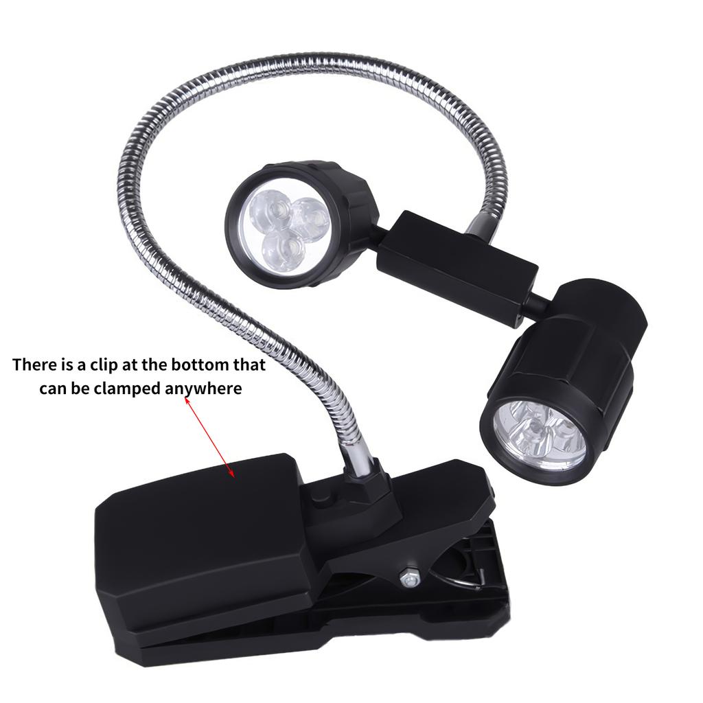 360 Degree Rotating Lamp Battery Powered Energy Saving Clip Reading Light With Flexible Hose For Home Outdoor Barbecue