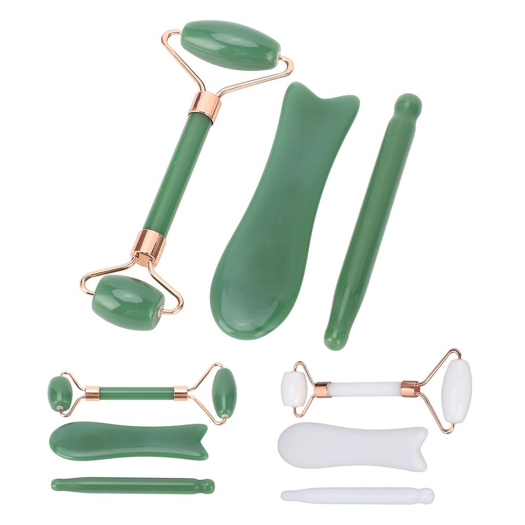 Jadestone Roller Massage Gua Sha Set Facial Manual Double Heads Jadestone Roller Massage Scraping Se