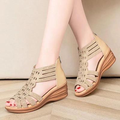 Women's Soft-soled Open-toe Sandals Women's High-heeled Sandals Sandals Women's Summer Slope with Roman Rhinestone Fish Mouth Comfortable