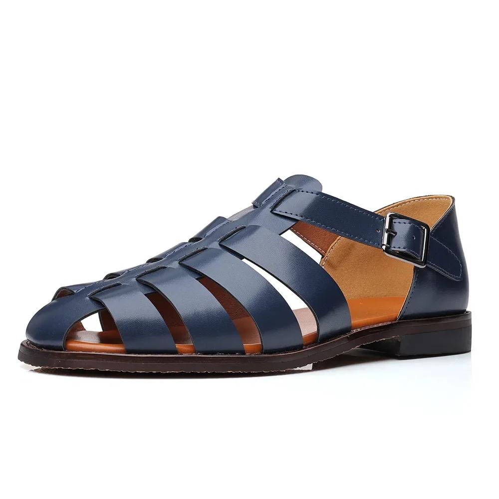 2024 2024 Summer Men Rome Sandals Soft PU Leather Shoes Anti Slip Hollow Out Casual Male Sandals Comfortable Business Shoes for Men