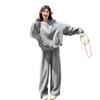 Women's Plus Size Sporty Sweatshirt & Wide Leg Pants Set - Autumn/Winter Two-Piece Cardigan Outfit