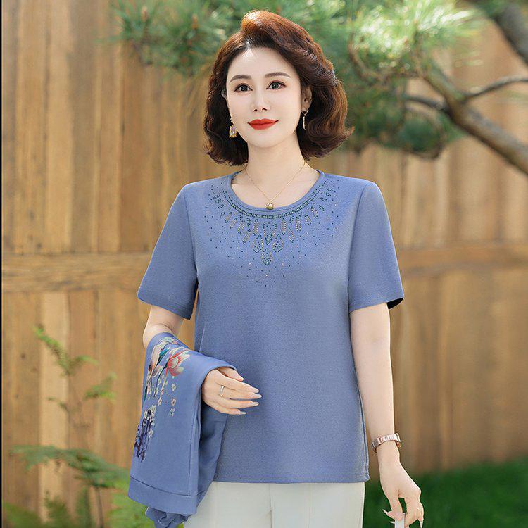 Chic Floral Embroidery Cardigan Set for Middle-Aged & Elderly Women - Spring/Summer Collection