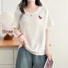 2026 Plus Size Women's Casual Round Neck Short Sleeve T-shirt with Little Horse Patchwork