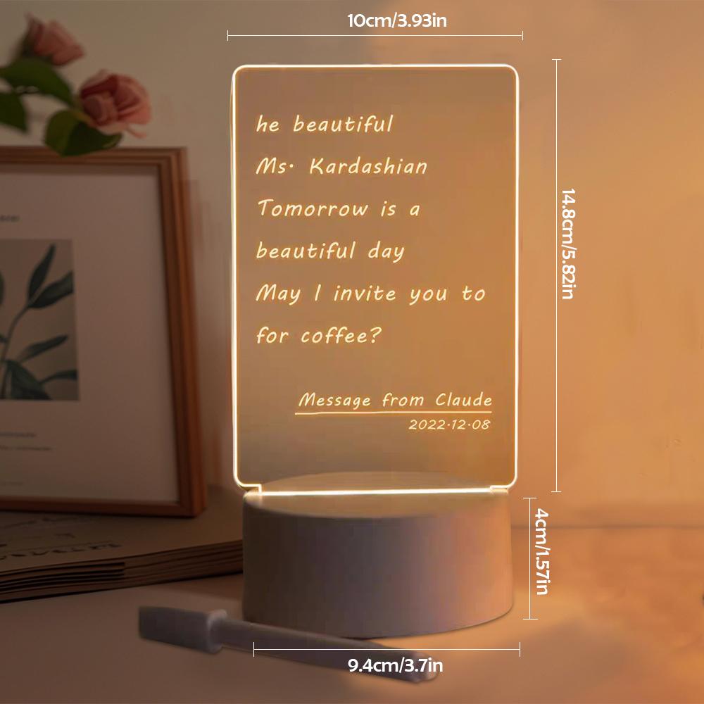 

LED Drawing Board With Night Light Acrylic DIY Noted Board With Pen For Kids Drawing Board Christmas Gift