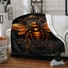 1pc Golden Bee Emblem Blanket Lightweight Flannel Blanket Throw Blanket For Sofa, Bed, Travel, Camping, Livingroom, Office Yy251015175