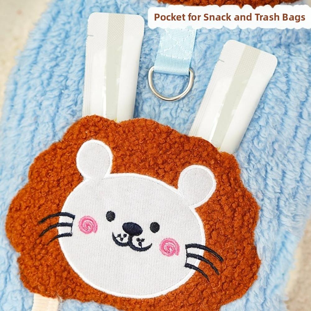 Cartoon Thicken Dog Lion Pattern Costume Pocket Design Warm Dog Thermal Vest Cozy Pet Sweater Autumn Winter