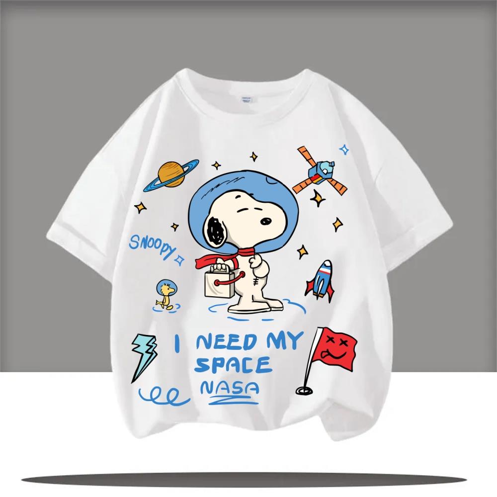 Snoopy Boys and Girls Birthday T-shirt Cartoon Anime Pattern 1-9 Printed T-shirt Children's Summer Cute Top Quick Drying Mesh