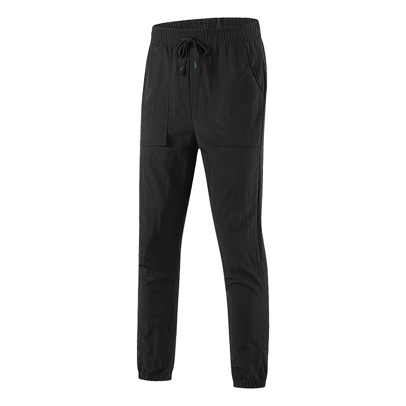 Pantalones casuales de exterior elásticos de cintura alta y color sólido con bolsillo
