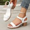 Fashion Braided Chunky Heeled Sandals for Women 2025 Summer Ankle Strap Platform Sandles Woman Casual Weaving Gladiator Sandalias Mujer