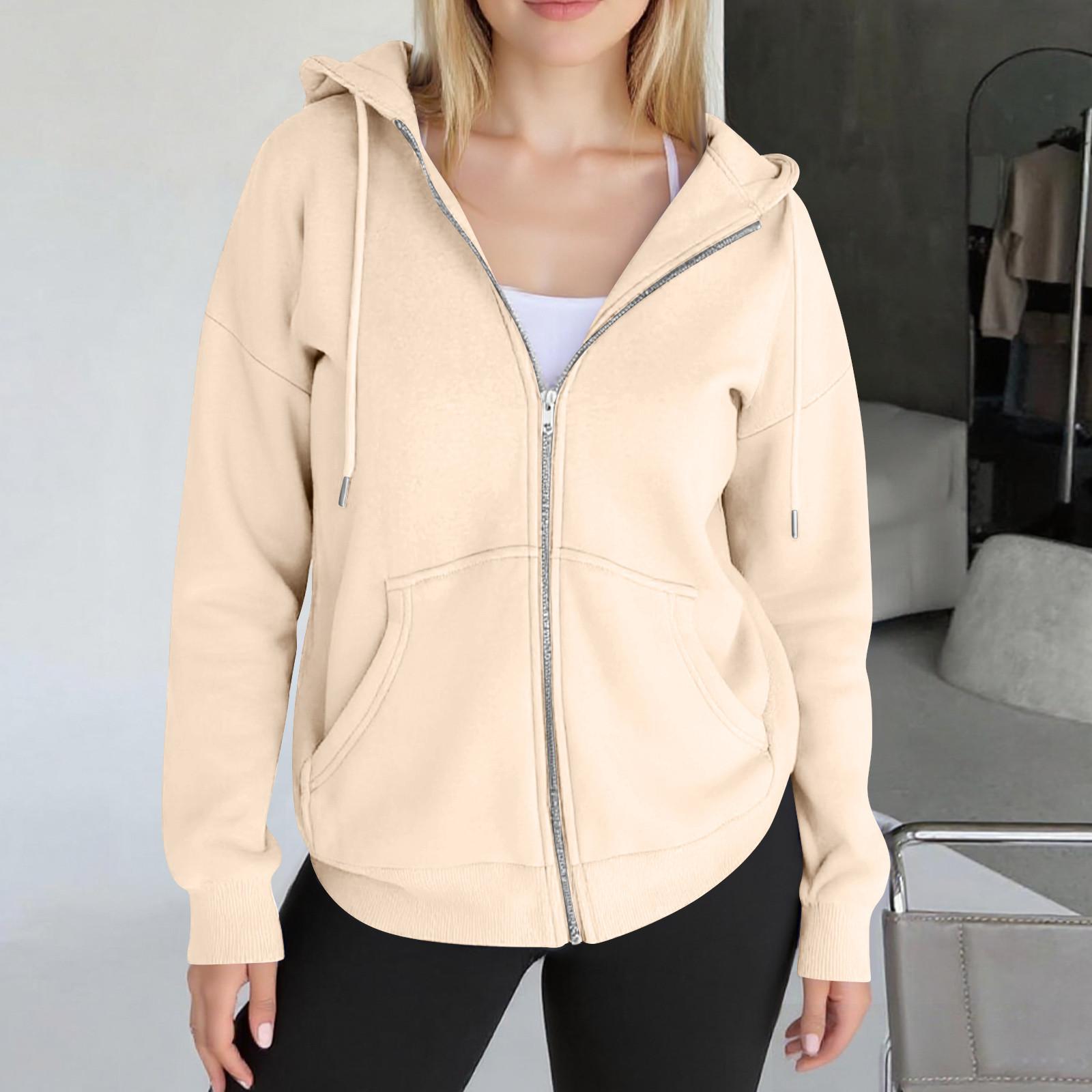 

Женские худи на молнии, оверсайз толстовки, осенние модные наряды, повседневные куртки S