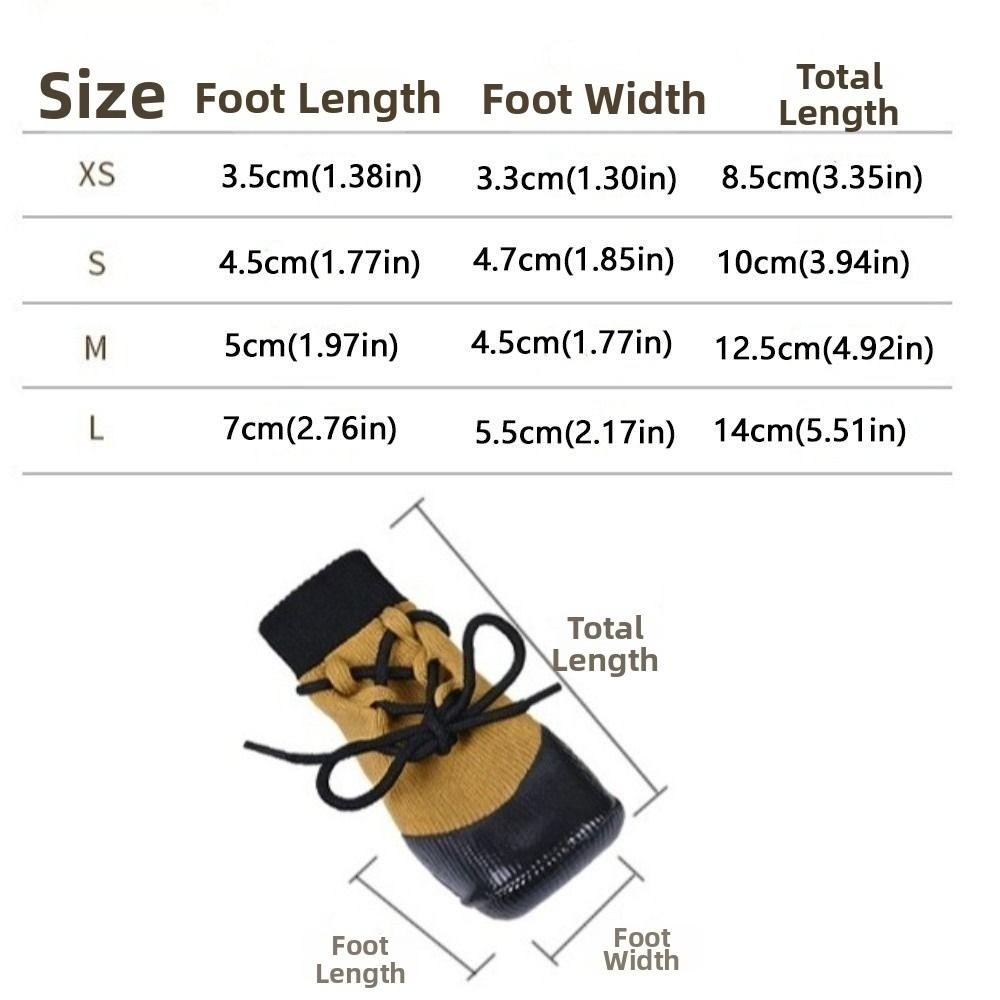 4PCS Non-slip Knitted Dog Shoes Waterproof Adjustable Straps Elastic Dog Booties Wear Resistant Breathable Lace-up Dog Socks