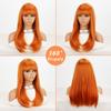 MERISIHAIR Orange Synthetic Long Straight Wig with Bangs for Women Cosplay Party Heat Resistant Hair Natural Long Wavy Wig