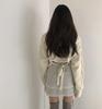 Retro V-Neck Knit Sweater with Back Tie – Stylish Autumn/Winter Women's Fashion