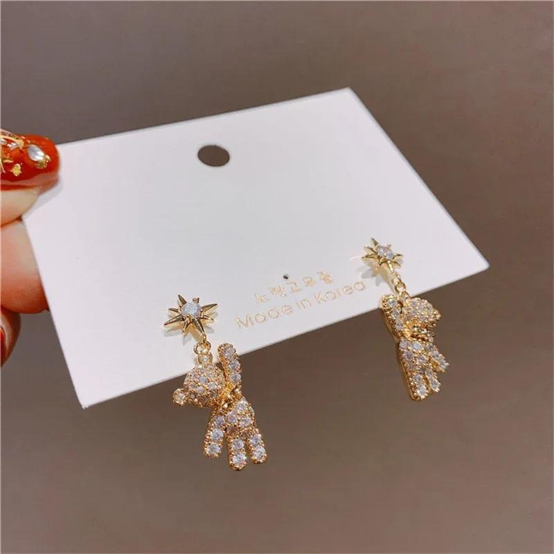 Cute Acrylic Candy Gummy Bear Dangle Earrings for Women Rainbow Bear CZ Hoop Earrings 2022 Korean Fashion Sweet Girl Zircon