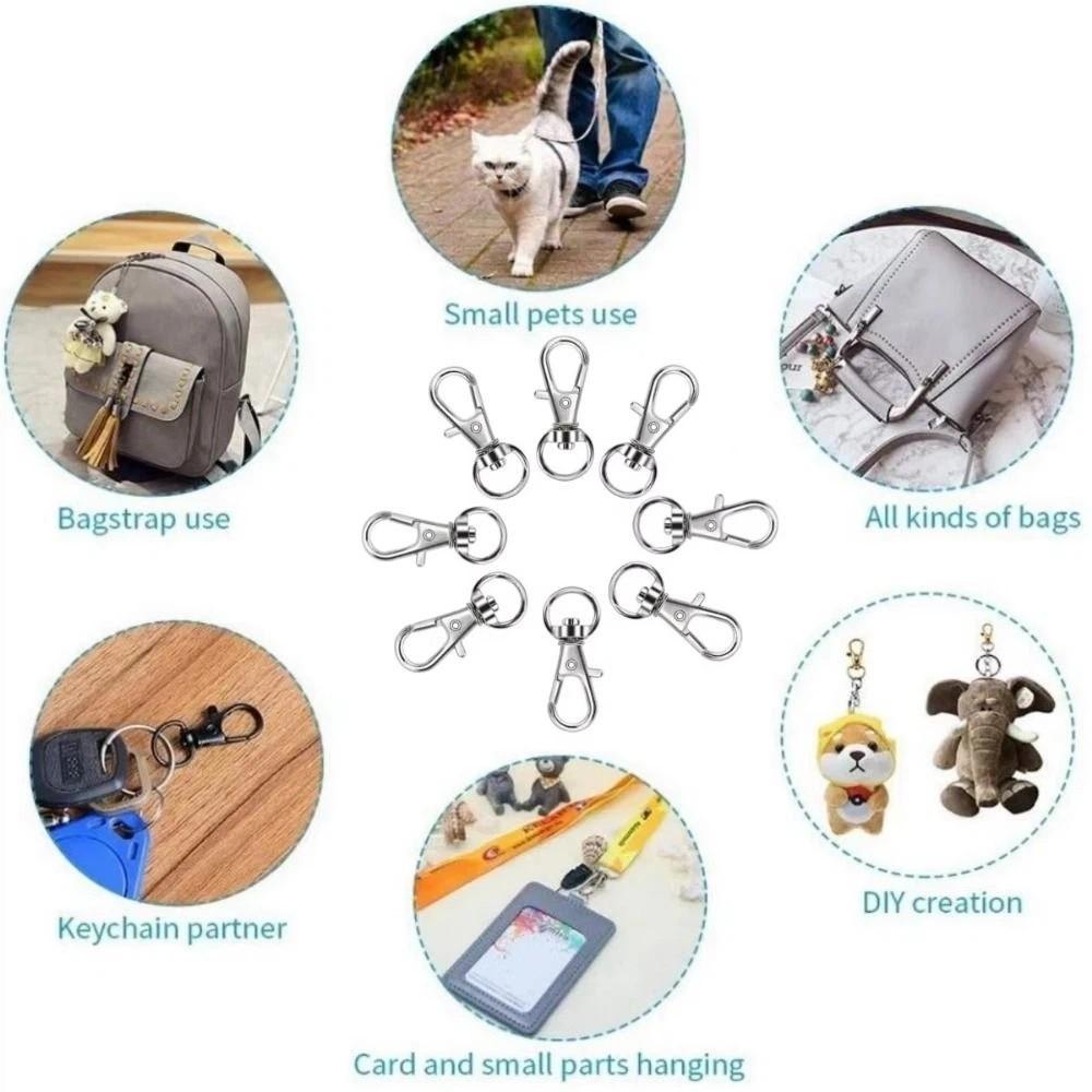 100Pcs Rust-Resistant Key Chain Clip 360 Degree Rotating Rotary Clasp Hook Gift Making