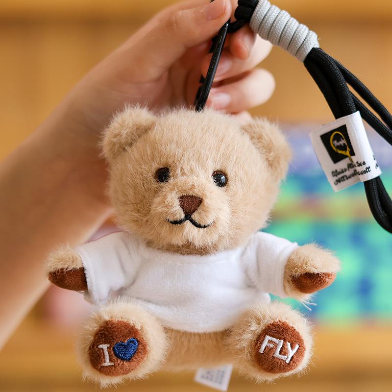 Wholesale 10Cm Bear Pendant Doll Keychain Printed Bear Backpack Pendant Soft Stuffed Bear Keyring For Students Graduation Gifts