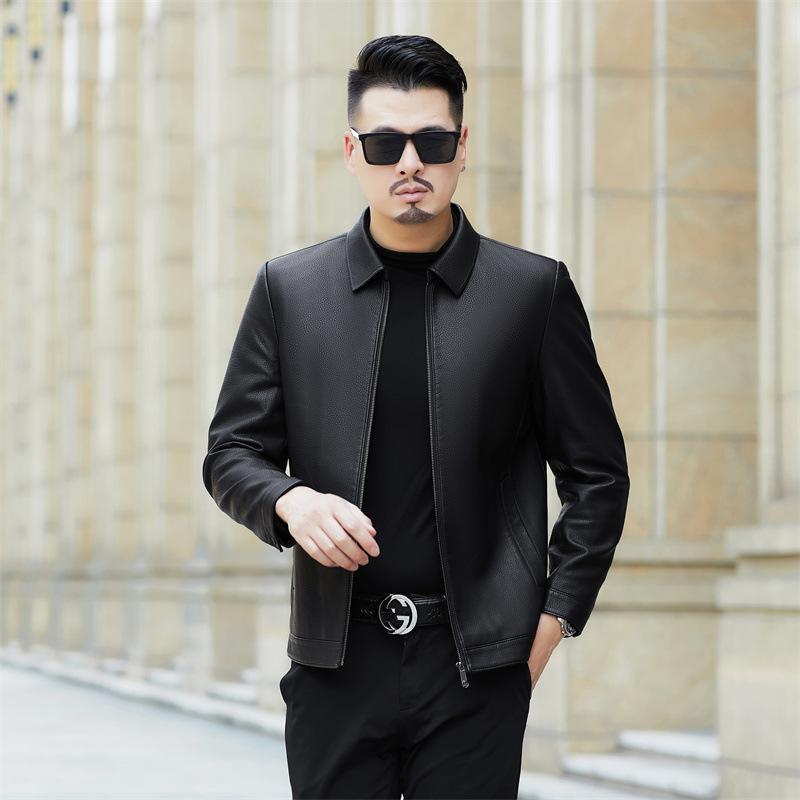 

Куртка из натуральной кожи для мужчин среднего и пожилого возраста, куртка из овчины с лацканами на весну и осень, теплый наряд для папы 4XL