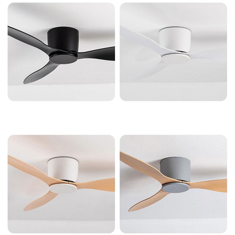 42 52 Inch Ceiling Fans No Light DC Motor Remote Control Cooling Fans Lamp Low Floor Ceiling Fan White wood Black Color FANS