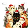 Winter Holiday Window Art Cat Christmas Static Cling Decal, Waterproof PVC Festive Sticker, Xmas Decor Easy Apply Decorative for Home Living