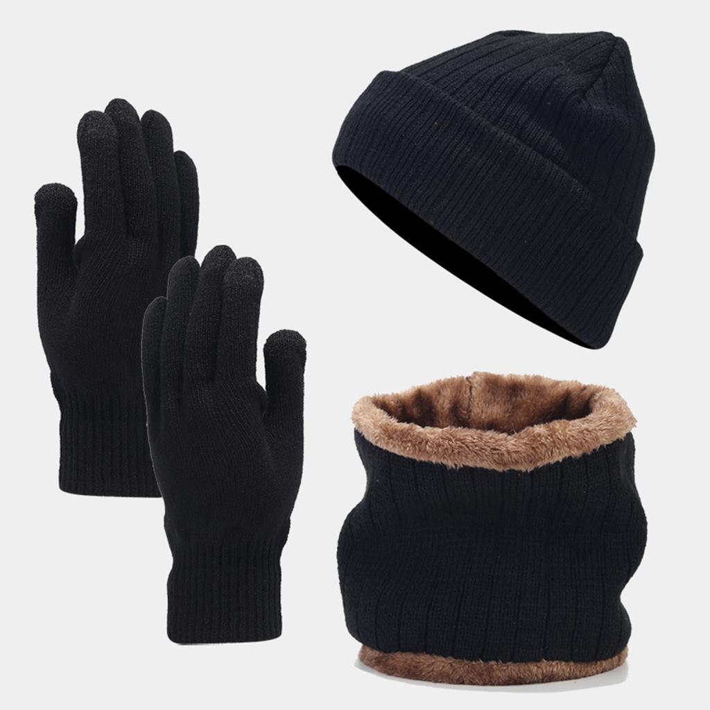 Fashion Knitted Hat Scarf Gloves Three-Piece Autumn And Winter Warm Three-Piece Set