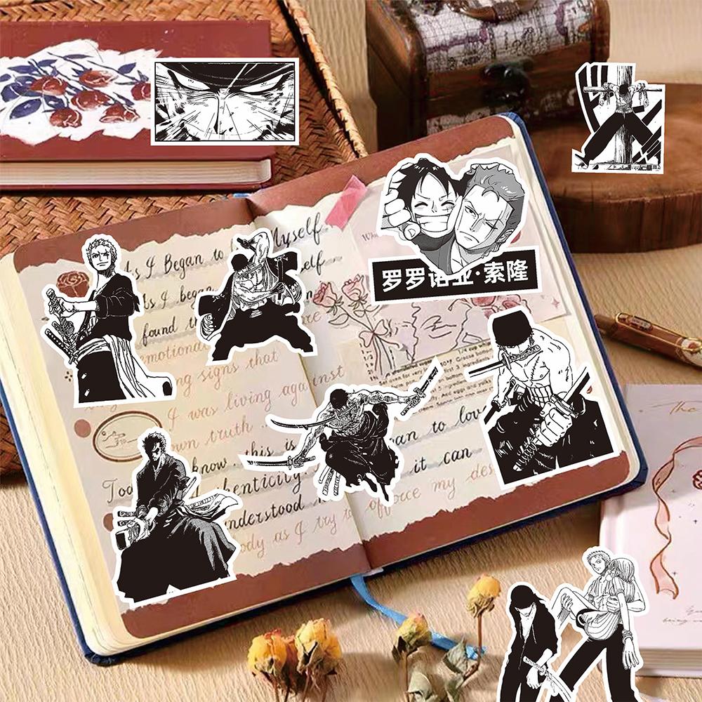 10/30/75 шт. Черно-белые Наклейки ГРАФФИТИ ONE PIECE Крутые Мультяшные Наклейки ЗОРО DIY Скрапбукинг Холодильник Чемодан Классическая Аниме Наклейка