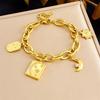 Geometric Charm Pendant 18K Gold Plated Stainless Steel Chain Bracelet