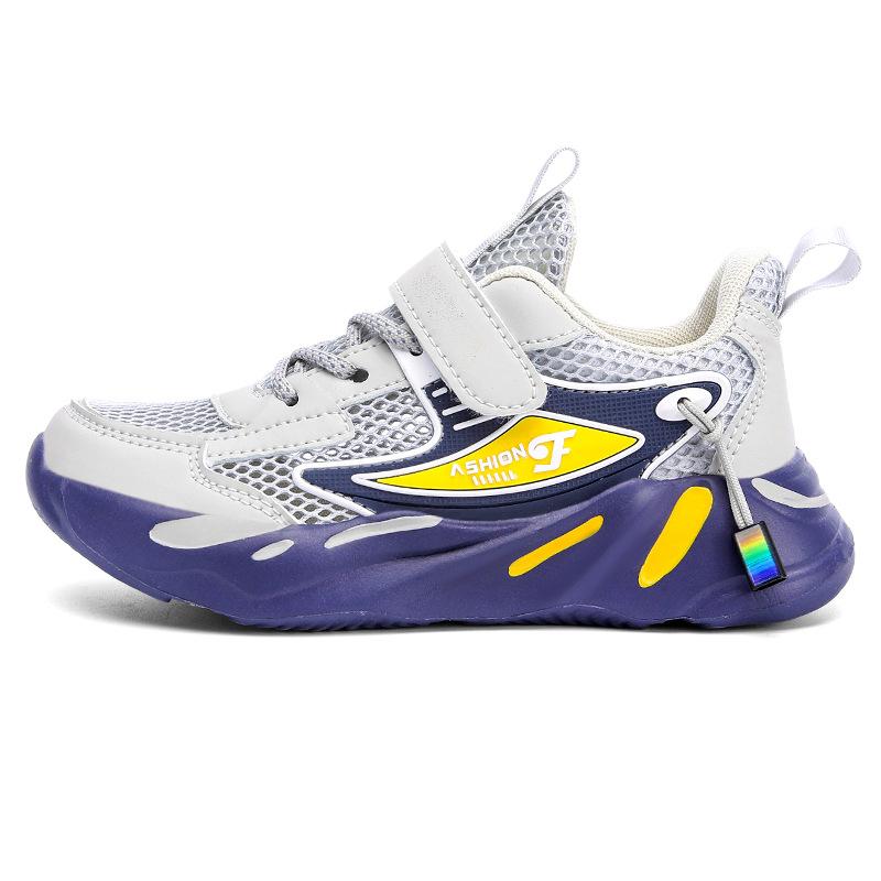 Boys' sneakers 2025 spring and summer new mesh breathable solid bottom dad shoes single net children's casual shoes