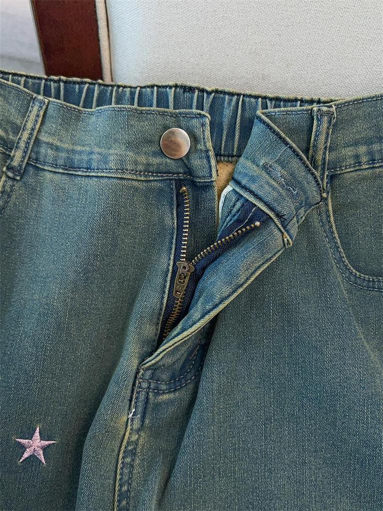 Damen-Denim-Hose in Übergröße mit hoher Taille - Lässig, Schlankmachend & Lockerer Schnitt