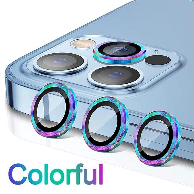 Glitter Diamond Camera Lens Protector for IPhone 15 14 13 12 11 Pro Max Mini Camera Metal Ring Glass