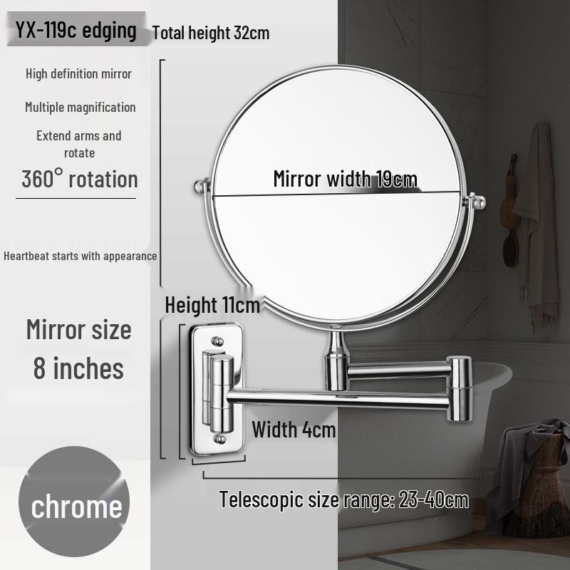 Double-Sided Retractable Wall-Mounted Vanity Mirror for Makeup and Dressing