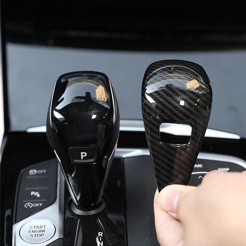Car Interior Gear Shift Handle Sleeve Cover Trim Carbon Fiber Texture ABS Decoration Accessories For BMW 3 Series G20 G28