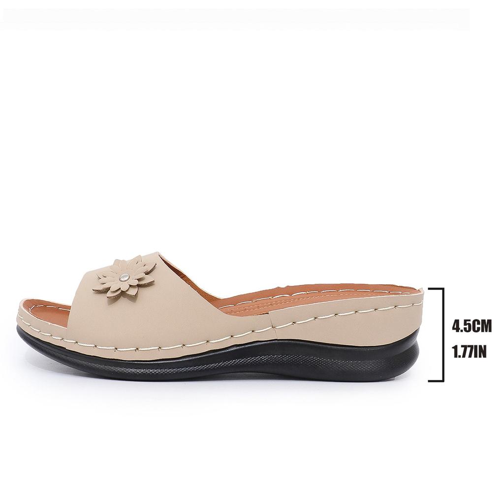 Fashion Shoes for Women Slippers Summer Elegant Woman Slides Sandals Ladies Wedge Middle Heel Solid Casual Footwear Slipper Female 2025