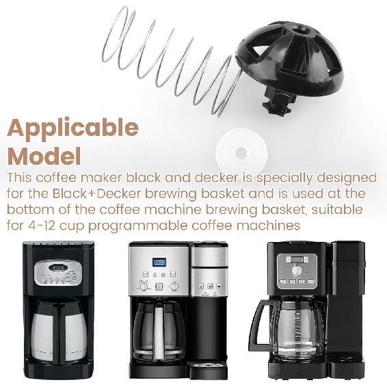 Coffee Replacement Brew Basket Spring Loaded Stopper Kits For Decker Hamilton Coffee Maker Parts and Mr. Coffee Black, Compatible with Majority 4-12