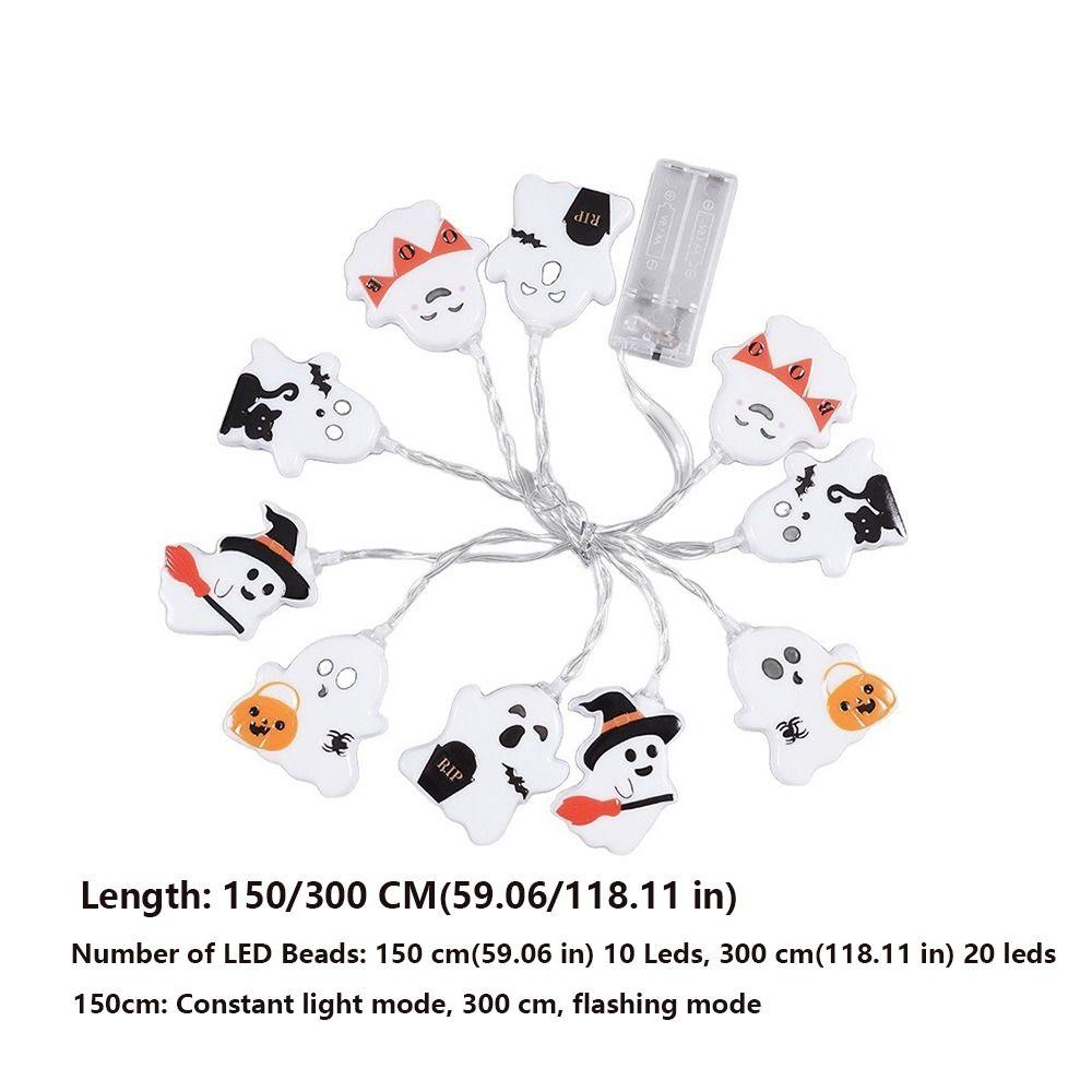 150/300 cm Ghost Decoration String Lights Battery Powered 10/20 LED Halloween String Lights Decorative Light Portable
