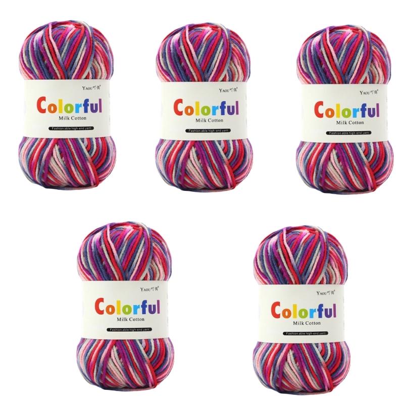 5Rolls Soft Dyed Acrylic Yarn 50grams Per Roll for Knitting Sweater Scarves Hat Blankets Baby Clothes Home Decoration