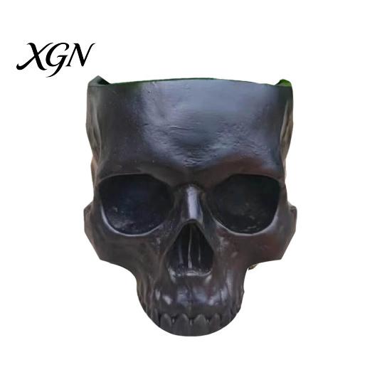 Retro Distressed Skull Decor Planter, Resin Head Flower Pot, Halloween Candy Bowl, Spooky Unique Gothic Gifts Decoration for Tabletop Home Bar Office