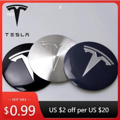 Car Sticker 4pcs 56mm Tesla Hub Cap Center Cap Logo High Quality Sticker for Tesla Model 3 Y S X Personalized Car Stickers