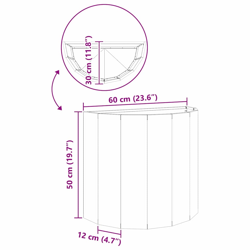 Planter Silver 60 x 30 x 50 cm Galvanized Steel