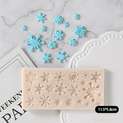 Mini Moule Flocon de Neige de Noël en Silicone Poreux Décoration Gâteau Sucre Bonbon Chocolat Moule de Cuisson Bricolage Ornement en Plâtre Moule Flocon de Neige