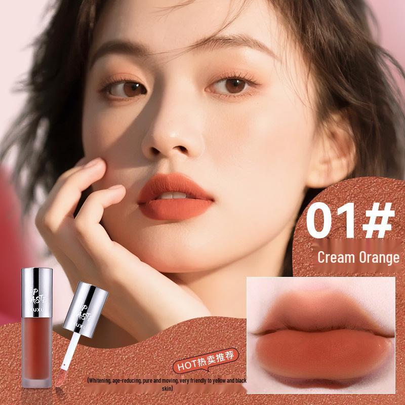 XUXU Air Feel Matte Velvet Lip Glaze – Nude Finish Whitening Lipstick for Student Parties 2.5g