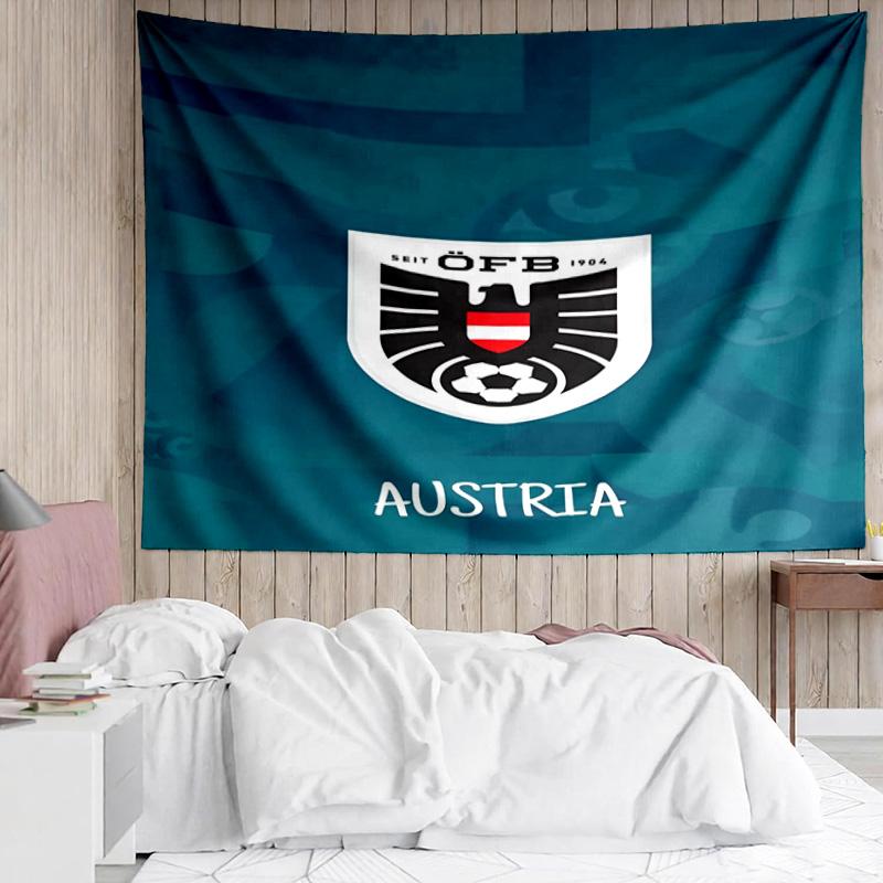 1PC Austria Football Emblem Tapestry, Unique Design Tapestry, Suitable for Bedroom,Livingroom, Playroom,Heartwarming Holiday Gifts